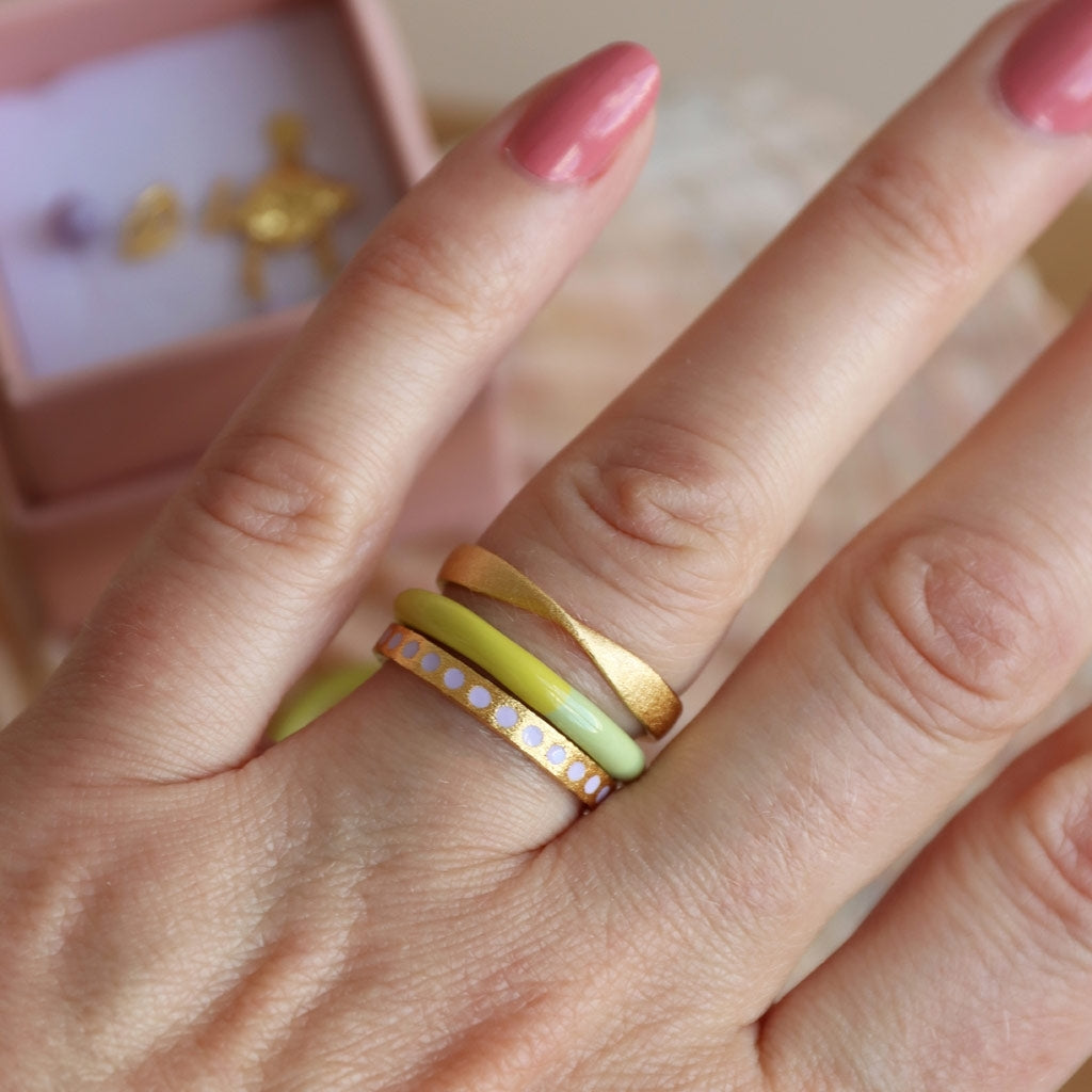 LULU Copenhagen Pattern Ring vergoldet Rings Wild Lime
