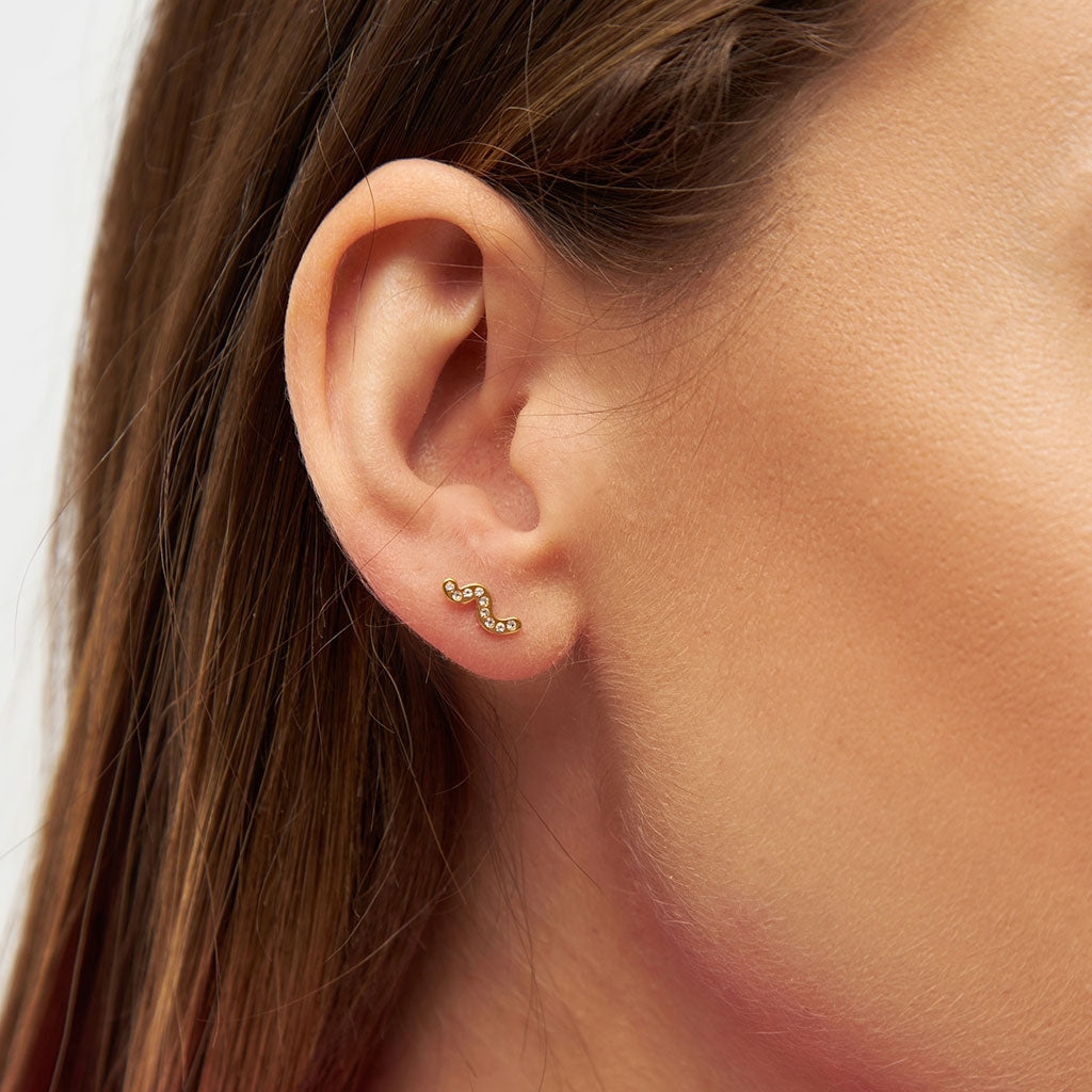 LULU Copenhagen Snaky Ohrring 1 stück vergoldet Ear stud, 1 pcs Weiß
