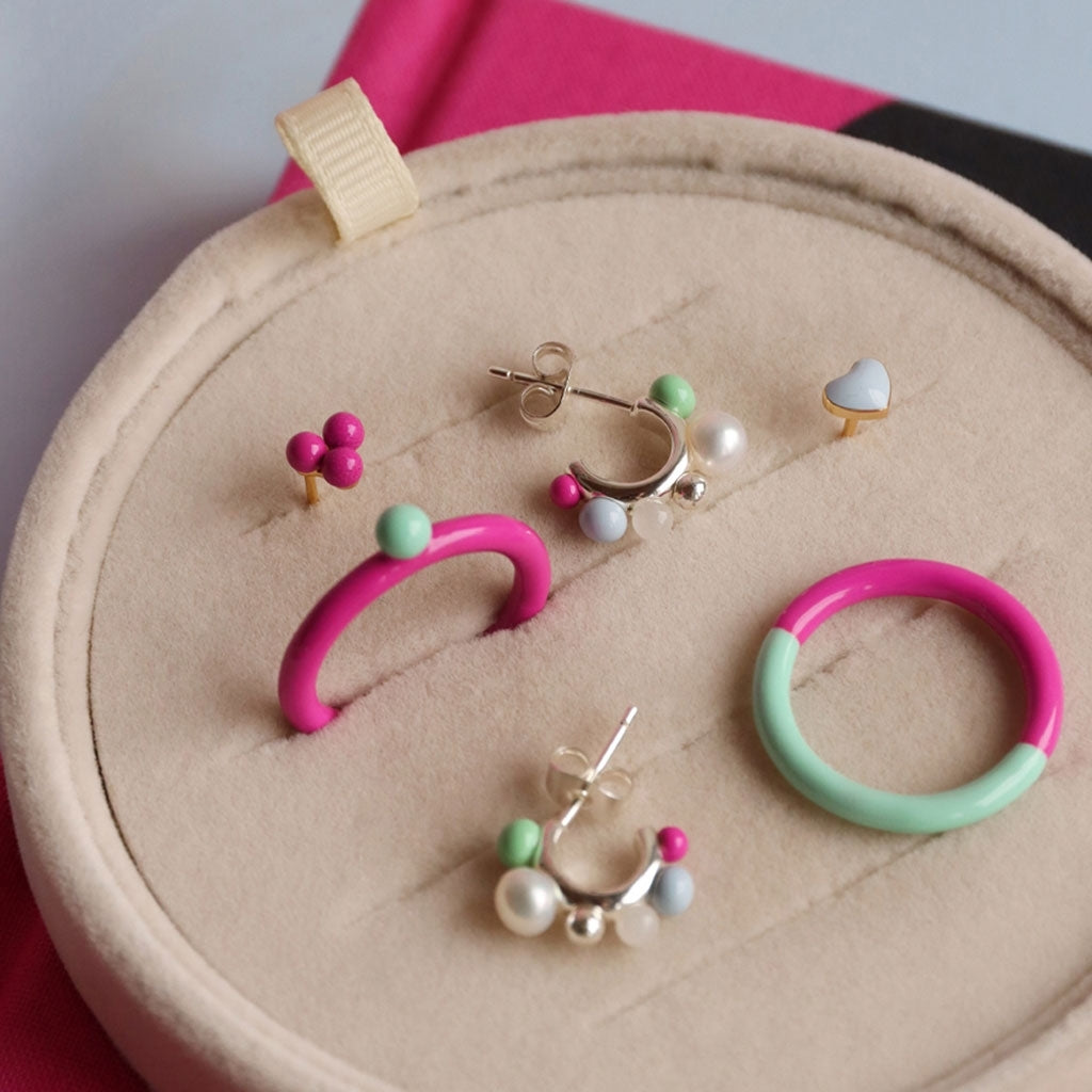 LULU Copenhagen Space Hoops Paar versilbert Hoops Skyride Blue