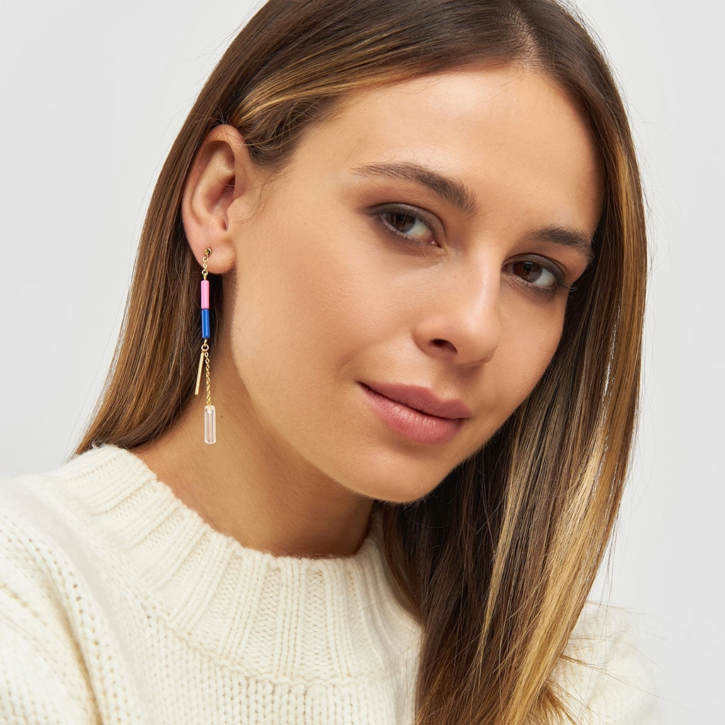 LULU Copenhagen Topping Long Crystal Ohrring 1 stück Ear stud, 1 pcs Vergoldet