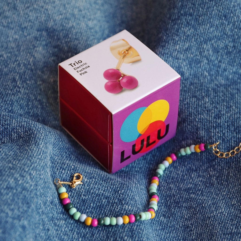 LULU Copenhagen Trio Ohrring 1 stück Ear stud, 1 pcs Electric Fuchsia Pink