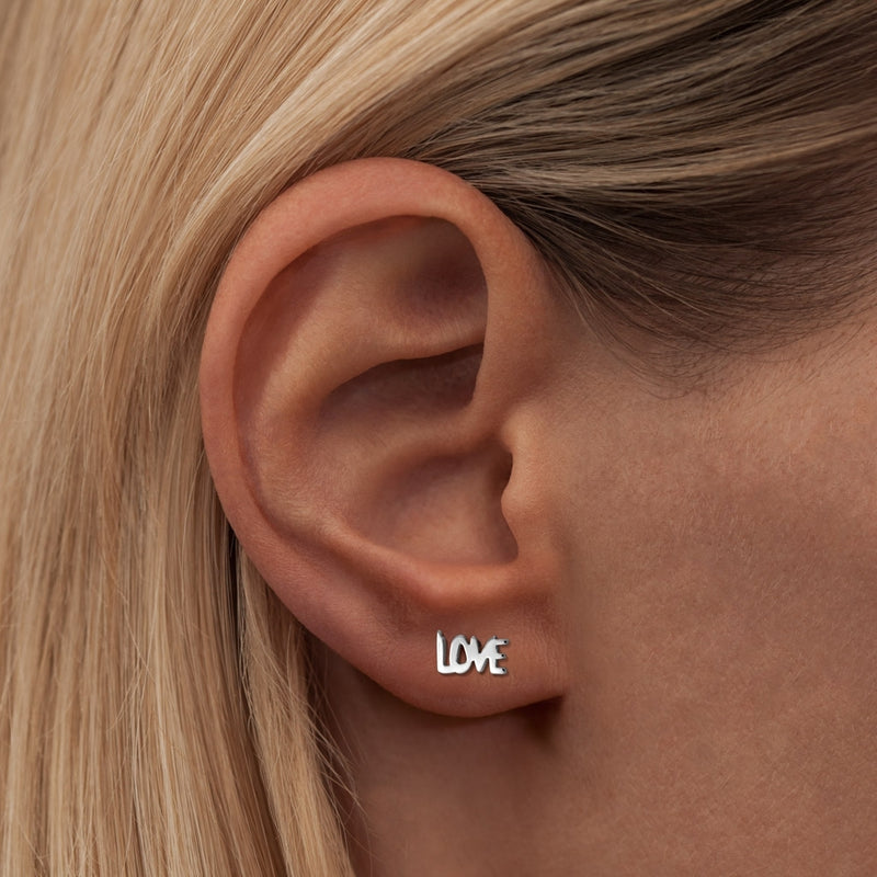 LULU Copenhagen Word - Love 1 stück Ear stud, 1 pcs Silber