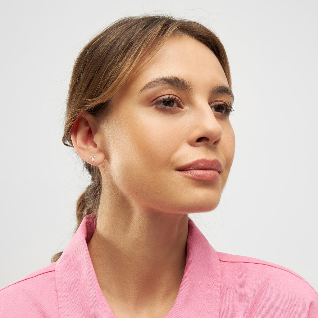 LULU Copenhagen Cross Crystal Ohrring 1 stück silber Ear stud, 1 pcs Rose