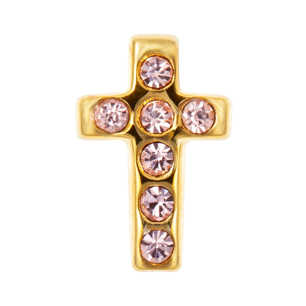 LULU Copenhagen Cross Crystal Ohrring 1 stück vergoldet Ear stud, 1 pcs Rose