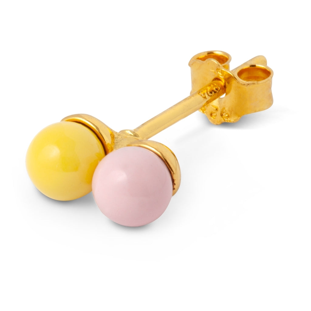 LULU Copenhagen Double Color Ball Ohrring 1 stück Ear stud, 1 pcs Light Pink/Yellow