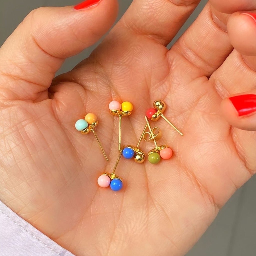 LULU Copenhagen Double Color Ball Ohrring 1 stück Ear stud, 1 pcs Mint/Dessert Mist